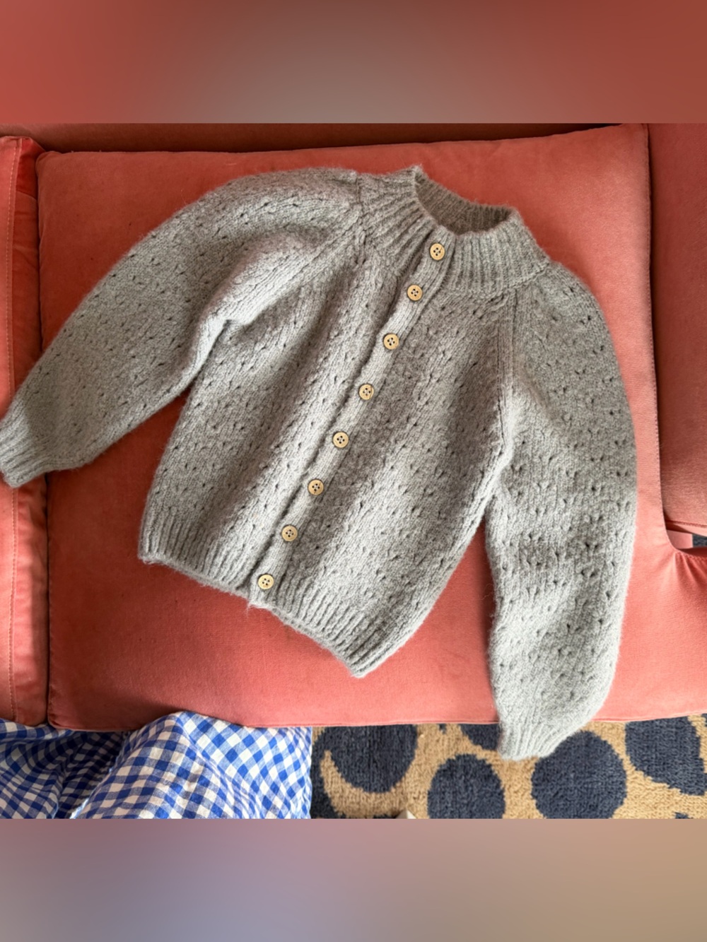 Rylee + Cru dusty blue kids 6-7 Knit Button Cardigan
